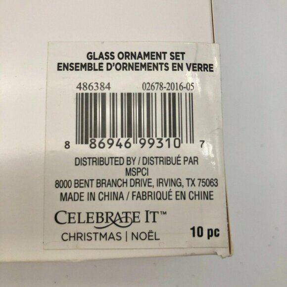 10 Pc Celebrate It! Christmas Glass Ornament Set 1.7 In / 45 Mm Pink & Black - Picture 5 of 6